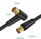 Ancable 2M TV Aerial Coaxial Cable Male to Male Black Right Angle Gold Plated view 2