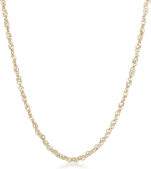 14k Yellow Gold Solid Singapore Chain Necklace (2mm), 24
