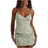 SHENHE Women's Embroidered Sequin Sparkly Halter Top Backless Criss Cross Tie Back Rave Tank Tops