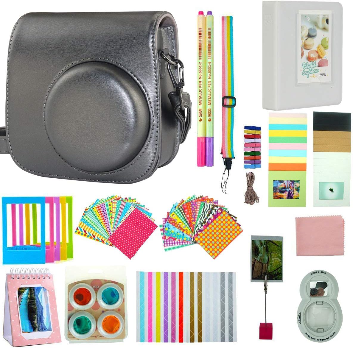 Anter 17 in 1 Instax Mini 9 Accessories fit to Fujifilm Instax Instant Film Camera (silver white)