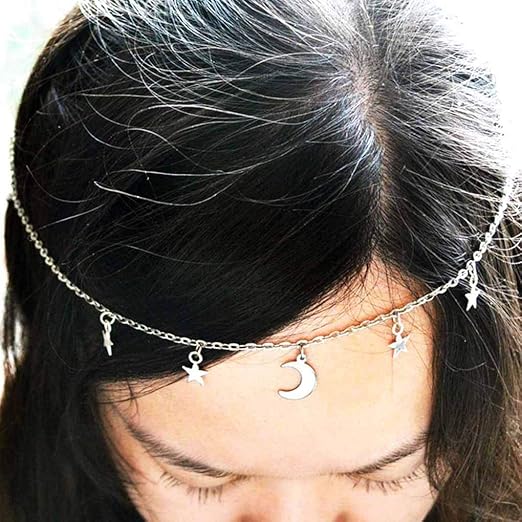 Amazon Com Tgirls Boho Star Head Chain Pendant Silver Tassel Moon