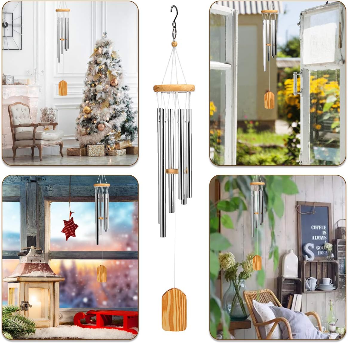 PATHONOR Wind Chimes Outdoor, with 6 Aluminum Tubes Wooden Wind Bell Memorial Wind Chimes, Best Gift Chimes Decor for Garden Patio Outdoor : Garden & Outdoor
