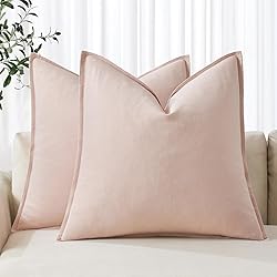 MIULEE Decorative Linen Euro Sham Pillow Covers