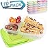 Meal Prep Containers 3 Compartment 10 Pack Food Prep Containers with Lids Portion Control Reauable Freezer Food Storage Plastic Salad Stackable Bento Lunch Box, Microwave, Dishwasher Safe