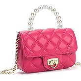 LJCTULY Girls Purses for Kids, Toddler Crossbody Bag with Pearl Handle, Kids Chain Handbag Heart Purses for Girls
