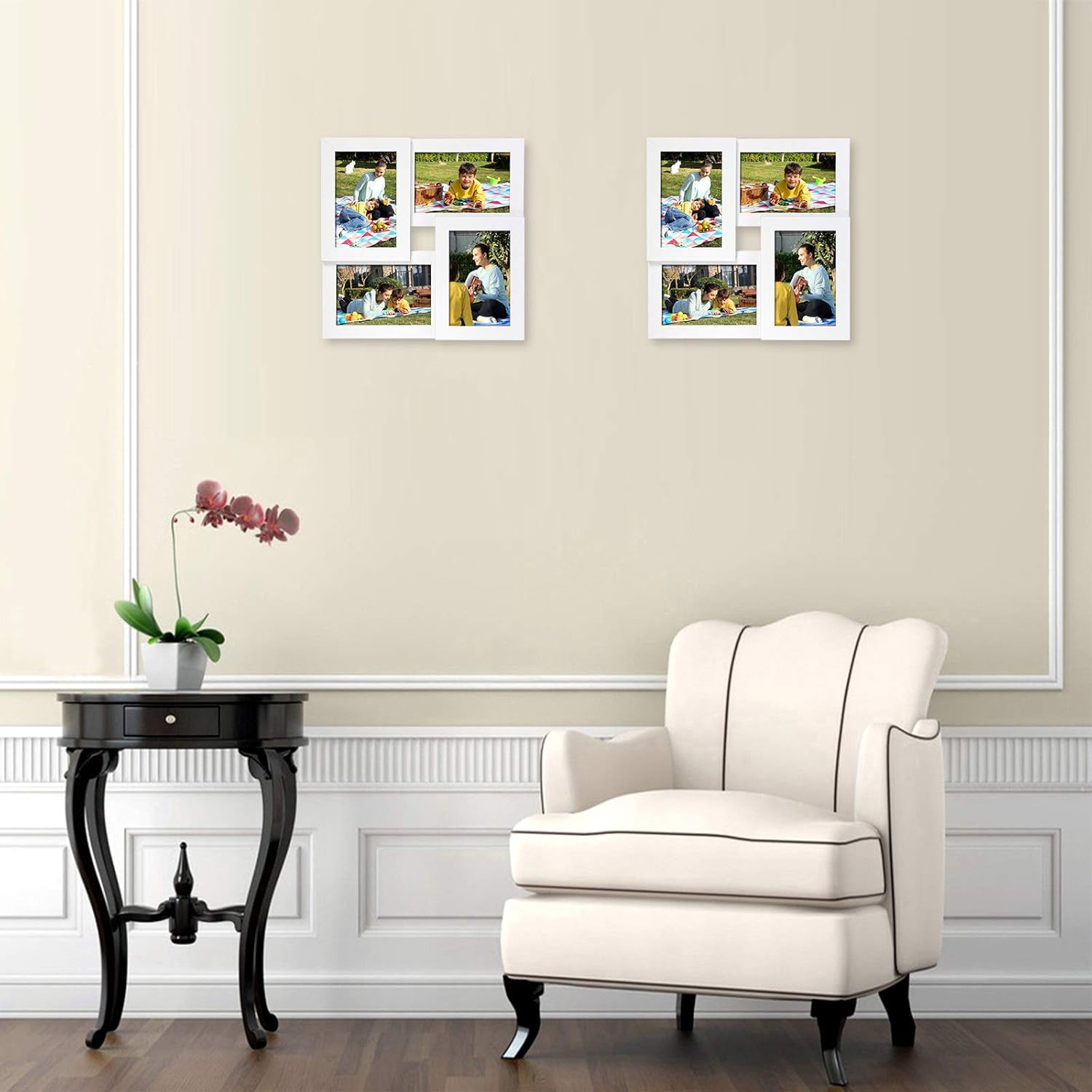 SONGMICS Collage Picture Frames, 4 Frames for 4x6 Photos, Collage Photo Frames for Wall Multi Frames, Wall Decor, Cloud White RPF25WT - Image 3