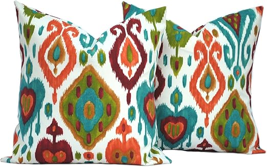 Amazon Com That Dutch Girl Two Indoor Outdoor Ikat Print Pillow