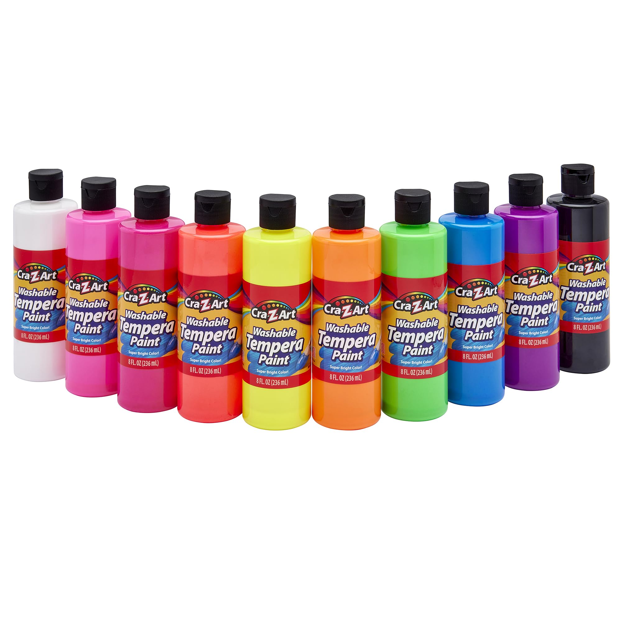 Photo 1 of Cra-Z-Art POP! Neon Washable Tempera Paint For Kids Bulk Pack 10ct, Assorted Fluorescent Colors Tempera Paint Set 8oz each bottle, Back To School Teachers Supplies