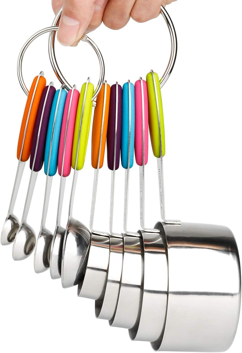 Measuring Cups and Spoons Set of 10 Stainless Steel for Dry and Liquid Ingredients Including 5 Measuring Cup and 5 Measuring Spoon