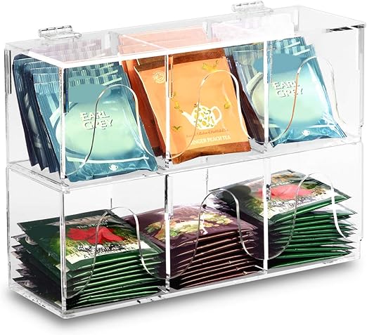 Amazon Com Mooca Stackable Acrylic Tea Bag Organizer Storage Bin