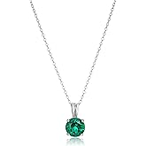 Amazon Essentials Sterling Silver Round Cut Birthstone Pendant Necklace 18" (previously Amazon Collection)