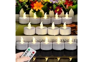 HANZIM LED Tea Light Candles with Remote Control,Flickering Flameless Candle,Long Lasting 400+Hours,Battery Operated,with Timer for Home Decoration Seasonal &Festival Celebration WarmWhite (12pcs)