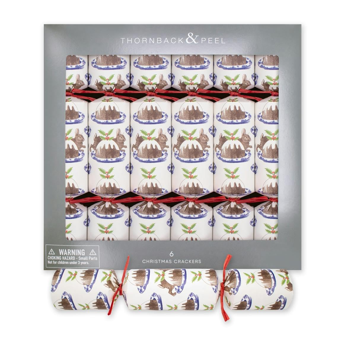 Thornback & Peel Eco Luxury Christmas Crackers Table Decorations - Tray of 6 x 12 inch - FSC Mix - British Christmas Pudding Design