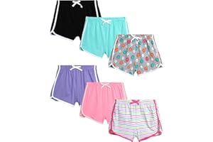 Dreamstar Girls' Active Shorts - 6 Pack Athletic Gym Dolphin Shorts (Size: 7-16)