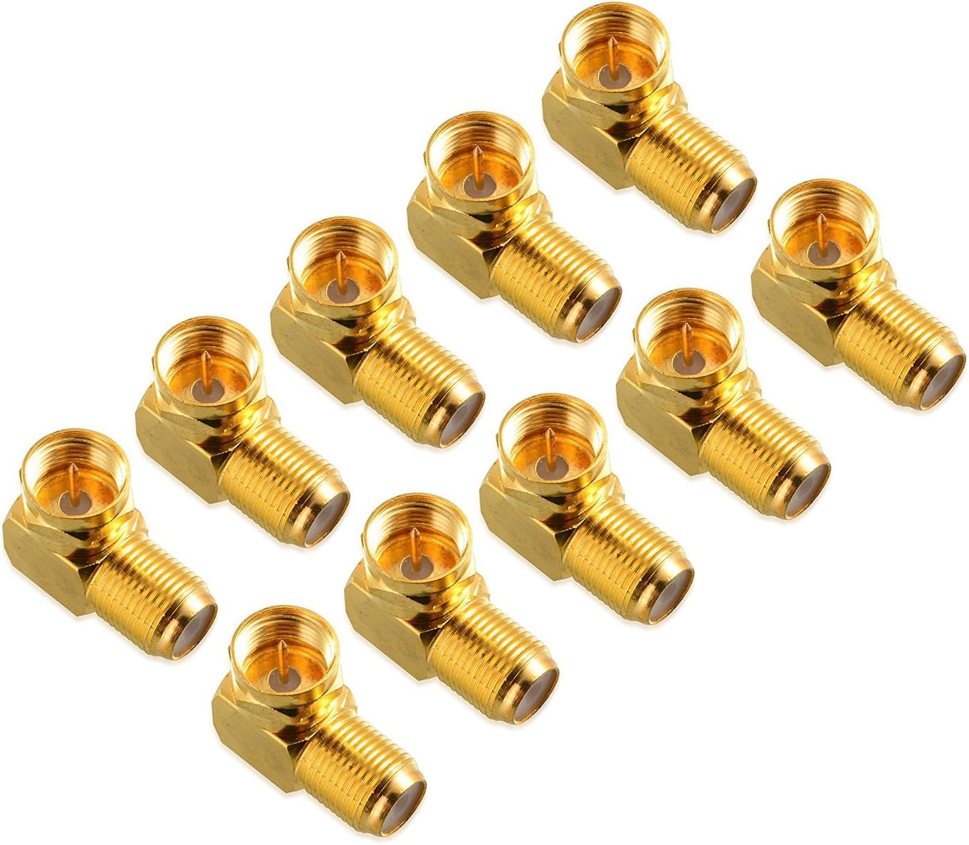 URBEST Gold Plated Right Angle F-Type Coaxial RG6 Adapter 10Pcs