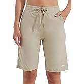 Willit Women's Shorts 10" Bermuda Cotton Long Shorts Yoga Exercise Knee Length Workout Athletic with Pockets