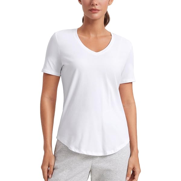 thumbnail image 2 of Lulucheri Women's Workout T-Shirt - Pima Cotton V-Neck Athletic Yoga Tee 2 of 9