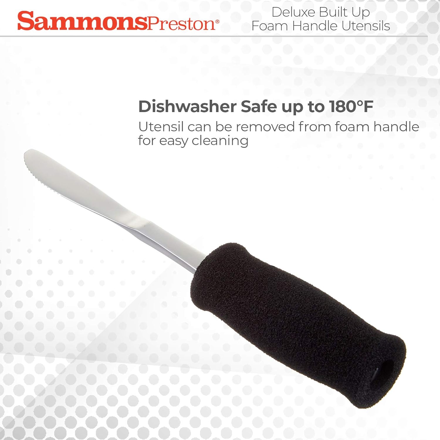 Sammons Preston Deluxe Built-Up Handle Adaptive Grip Fork, 8" Long, Stainless-Steel Easy-Hold Utensil with Removable Soft Molded Foam Grip, Adaptive Utensil for Those with Arthritis and Weak Grip