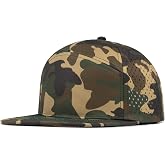 Chaseshine 4 Inclusive Sizes Flat Bill Performance Trucker Hat Men Women, 7 Panel Snapback Running