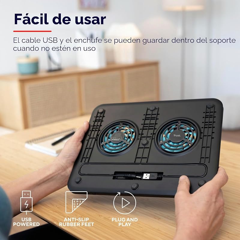 Base de arrefecimento Cyclone para portátil de 16", preta