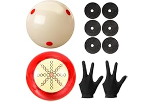 Hordolry Billiard Training Cue Ball with Dots Practice Cue Ball, 2Pcs Standard Size 2-1/4" Pool Table Balls with Billiard Tab