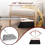 JEHONN Dustpan and Brush Set Long Handle 54in 180° Swivel Grey Red view 4