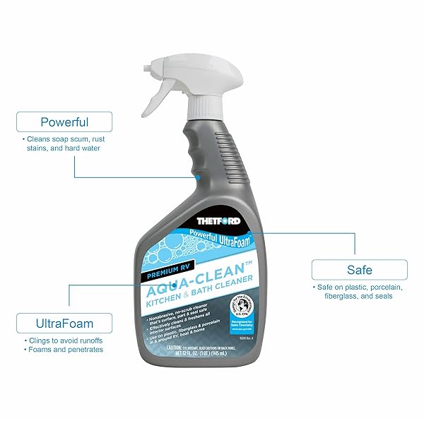 PREMIUM RV AQUA-CLEAN KITCHEN AND BATH CLEANER – ULTRAFOAM – 32 OZ – THETFORD 36971