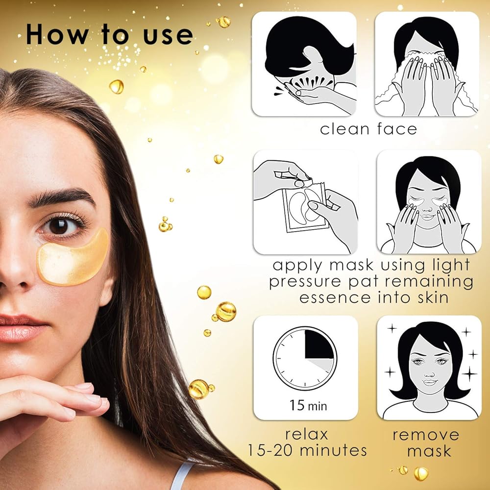 Under Eye Patches 24k Gold Eye Mask AntiAging Eye Treatment