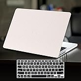 DTangLsm Compatible for MacBook Air 13.6 inch Case 2022-2024 2025 M4 A3240 M3 A3113 M2 A2681, Woven Fabric Textured Cream Leather Hard Shell Case&Keyboard Cover for MacBook Air M4 13 inch, Beige Woven