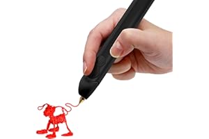 3Doodler Create+ 3D Printing Pen for Teens, Adults & Creators! - Black (2023 Model) - with Free Refill Filaments + Stencil Bo