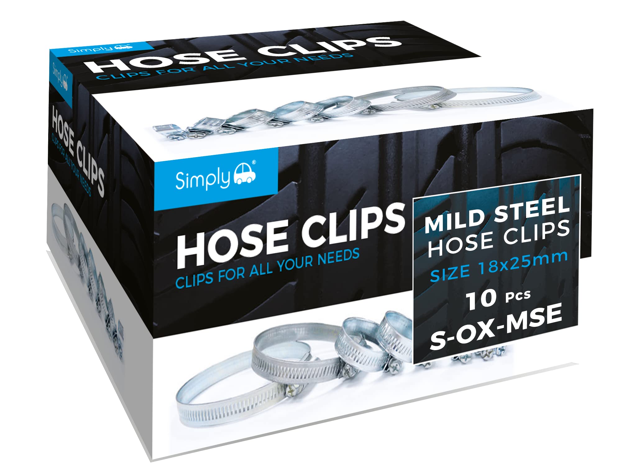Simply S-OX-MSE 10 Pack 18-25mm Mild Steel Hose Clip Jubilee Clip - Strong, Durable, Easy to Use