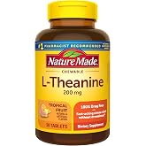 Nature Made Chewable L Theanine 200mg, 50 Chewable Tablets | L-Theanine Supplement for Stress Relief, 100% Drug Free, Suitable for Vegetarians, Tropical Fruit Flavor, 50 Day Supply