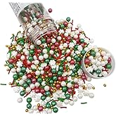 Christmas Sprinkles Sugar Pearls candy 120g/ 4.2oz, Cupcake Cake Topper mix Holiday Sprinkles for Traditional Baking Manvscak