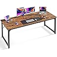 Huuger Computer Desk, 63 Inch Office Desk, Gaming Desk with Storage, Writing Desk Work Desk for Home Office, Study, Modern Simple Desk, Large Legroom, Metal Frame, Rustic Brown