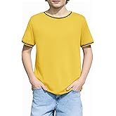 Haloumoning Boys Short Sleeve T-Shirts Kids Casual Summer Crewneck Shirts Fashion Tops Tees 5-14 Years