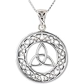 Jewelry Trends Sterling Silver Celtic Border Trinity Knot Round Pendant on 18 inch Chain Necklace