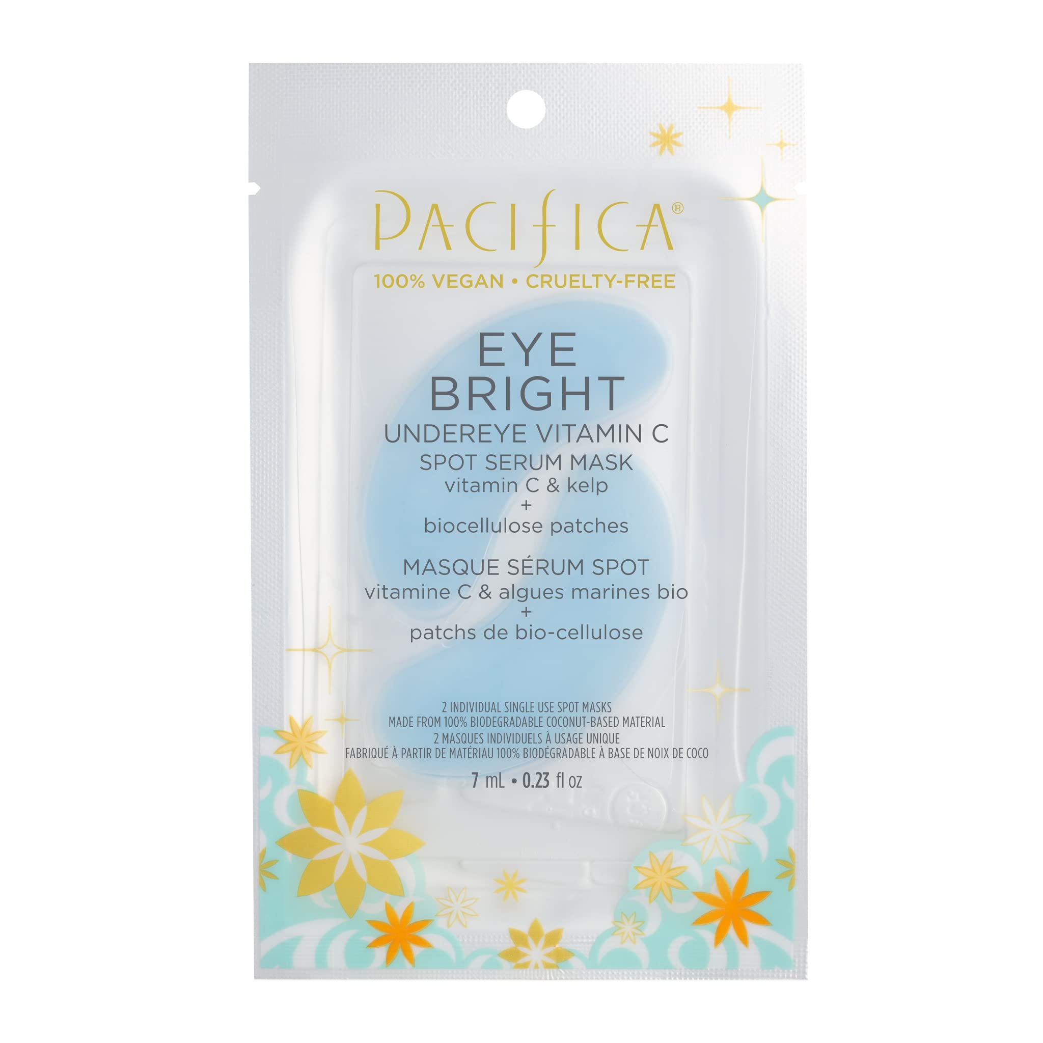 Pacifica Undereye Spot Serum Mask – Bright Eye Vitamin C Mask for Dark Circles & Hydration, Brightening Under Eye Treatment, Vegan & Cruelty-Free, 1 Pack