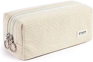 KALIDI FANCY FOREST KALIDI Large Pencil Case Corduroy Pencil Pouch Box Cute School Supplies for Teen Girls Boys, Beige