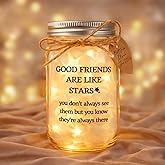 Friendship Gifts for Women - “Good Friends Are Like Stars” 15oz Thick Glass Mason Jar Night Light,Best Friend Gift for Birthday Home Decor, 20 LED Fairy Lights