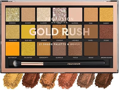 Profusion Gold Rush 21 Shade Eyeshadow Palette with Free Pro Series Brush