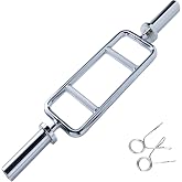 FITNESS MANIAC 34" Barbell Solid Olympic Chrome Tricep Hammer Curl Fitness Gym Weight Bar Home Gym Weightlifting Exercise Training Bars Powerlifting 34 Inches