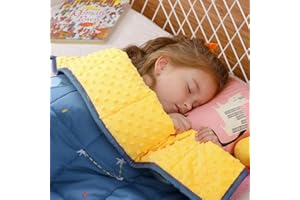 Buzio Weighted Blanket 7 lbs, Ultra Cozy Minky Dotted and Cotton Sided with Cartoon Patterns, Heavy Blanket Great for Calming