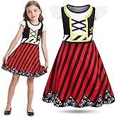 Sukyfecde Girls Pirate Dress Buccaneer Costume Kids Birthday Party Dress Halloween Cosplay Outfits