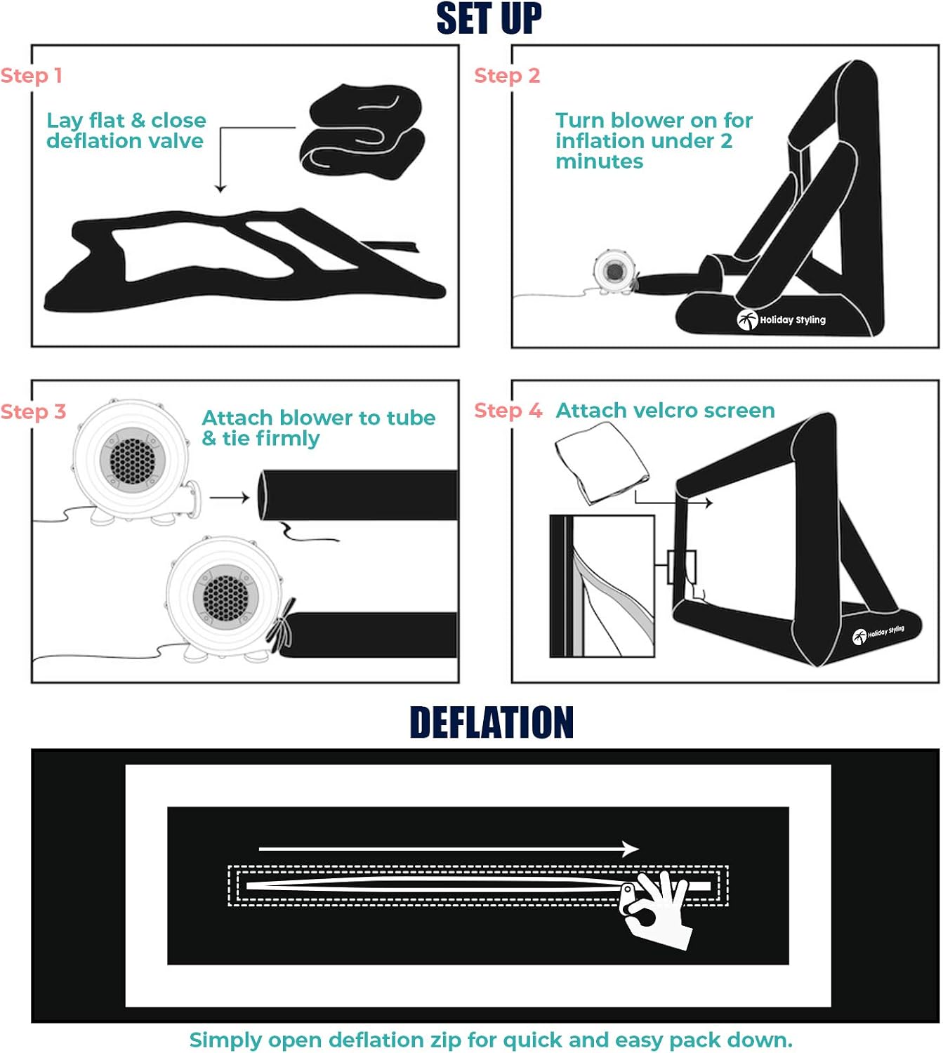 Holiday Styling: Outdoor Projector Screen – Outdoor Movie Screen - TV Projection Screen - Inflatable Portable Projector Screen for Family Movies - Premium Grade 200 inch Diagonal (16ft) Front + Rear: Electronics