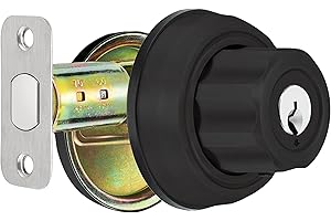 AIsecure Twist-to-Lock Keyless Deadbolt Lock for Front Door, Single Cylinder Deadbolt Door Lock with Anti-Mislock Button, Black