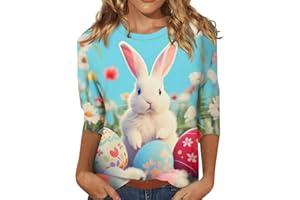 SLQDGMRYZ 3/4 Length Sleeve Womens Tops Casual Print Vintage Crewneck Tshirt Plus Size Tunic Tops Loose Dressy Shirts