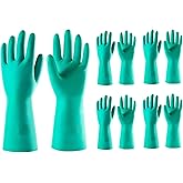 ThxToms 5 Pairs Nitrile Chemical Resistant Gloves, 15mil,13", Reusable Latex Rubber Free Heavy Duty Gloves, Acid Alkali Oil Protection, Industrial Use and Household Cleaning, Non-Slip, Medium