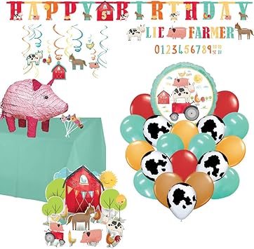 Amazon Com Barn Animal Party Supplies Bundle 1 Pig Pinata
