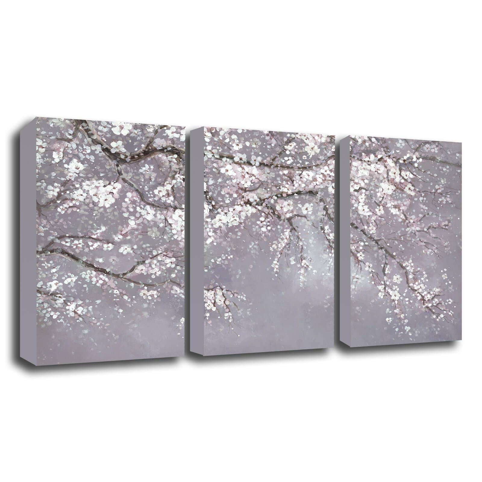 Flowers Wall Art for Living Room/Cherry Blossom Wall Art Bedroom/White