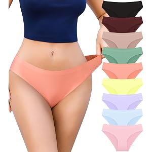 neikuxia Seamless Underwear for Women No Show Hipster Panties Low Rise Invisible Bikini Panties Soft Underwear Womens Pack